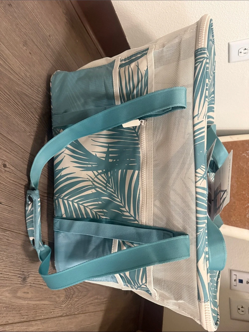 ALOHA Collection Teal Palm Print Beach Tote